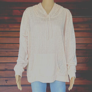 Weatherproof Vintage Pullover Hoodie Top Sheer Peach Kangaroo Pockets Sz/ XL
